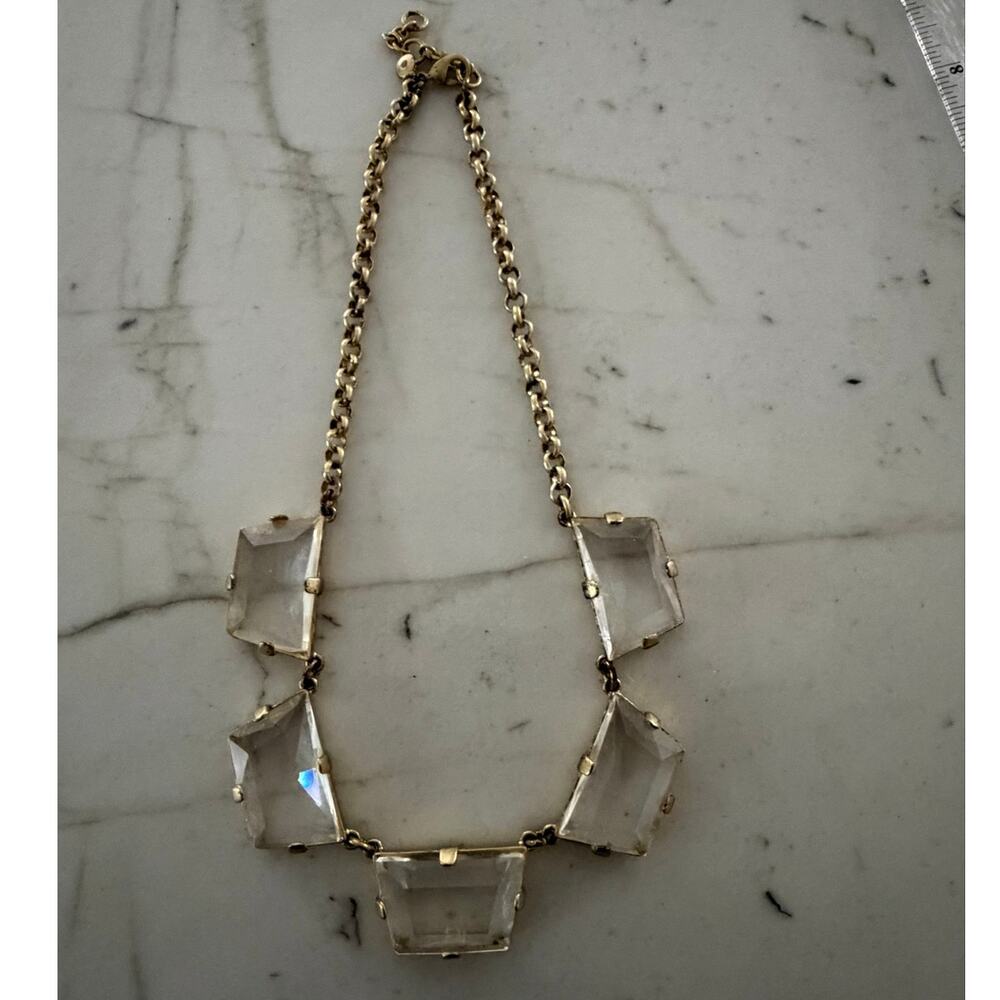 J.Crew Clear Faceted Crystal Statement Necklace | Geometric Bib Necklace